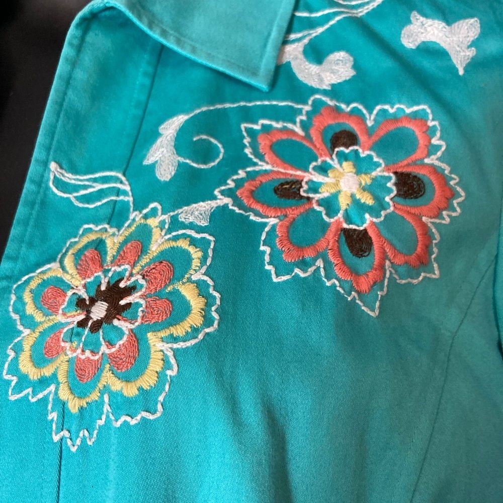 Birch Hill turquoise Embroidered Women's Blazer - Picture 3 of 7